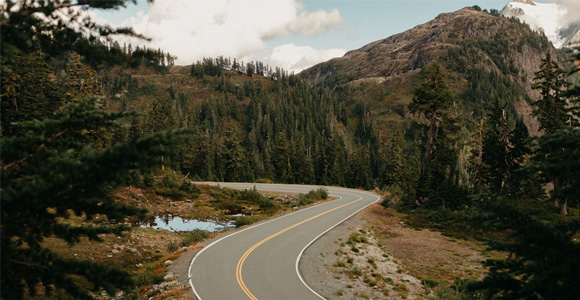 Photo of a winding mountain road